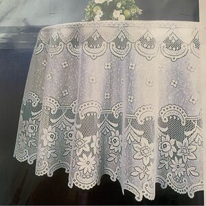 Chablis Great Bay Lace Company 91”  Round Tablecloth Ecru Floral Lace Easy Care